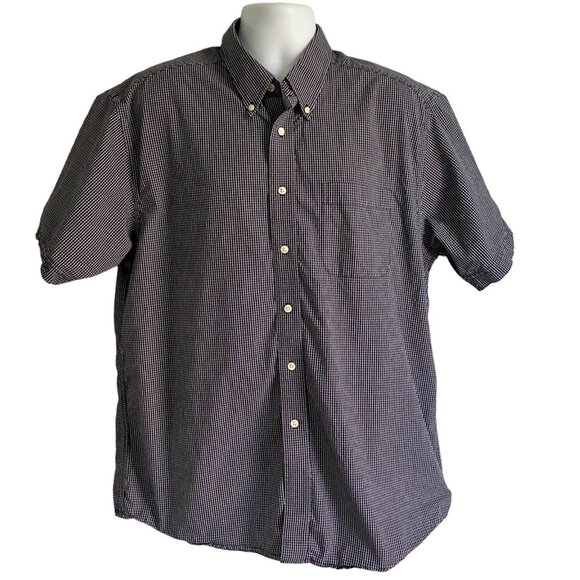 Boca Classics Black White Cotton Short Sleeve Button Down Shirt Men's Large - Picture 1 of 7